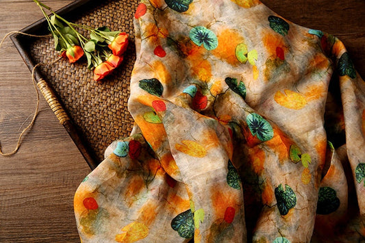 CAILIAN Printed Ramie fabric for Summer Dresses By the Yard