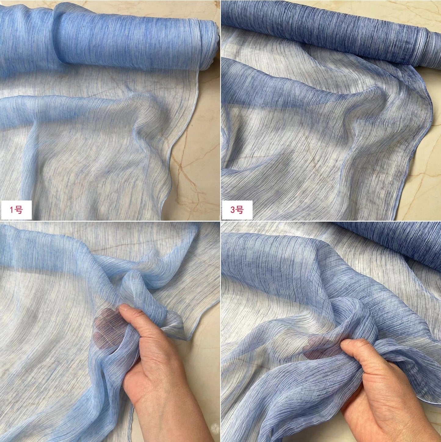 6 momme Nature Plant-Dye Chrinkled Silk Georgette Fabric - 130cm wide by the Yard