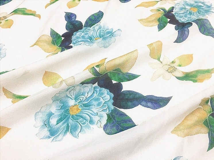 LANQING - 8 momme Floral Print Silk Chiffon Fabric - 135cm wide by the Yard