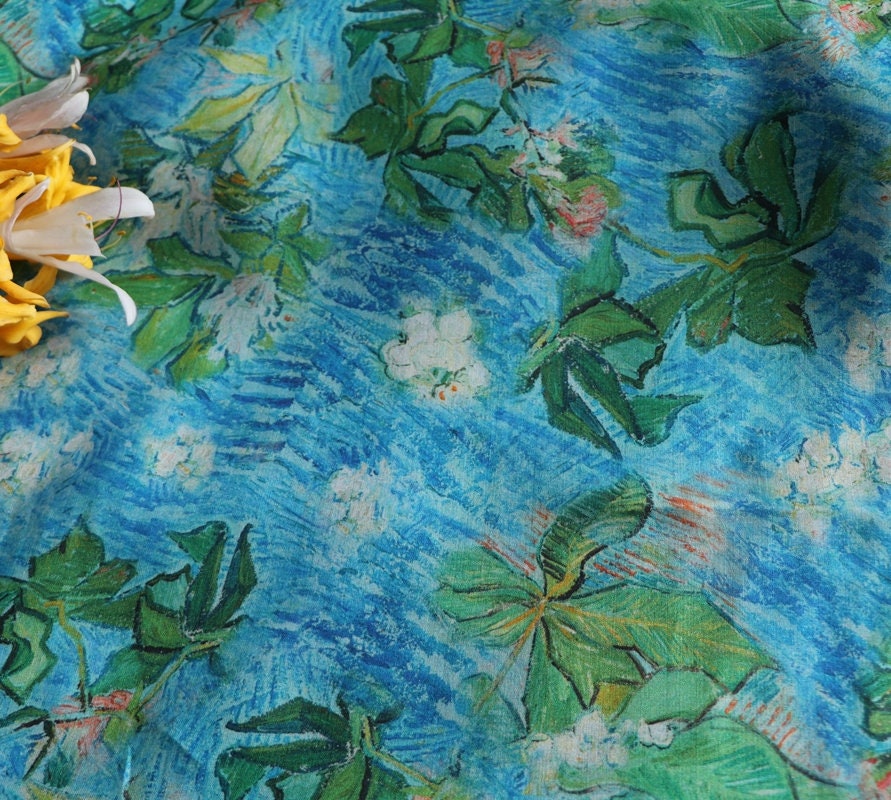BAISE - Floral Print Ramie Fabric-By the Yard