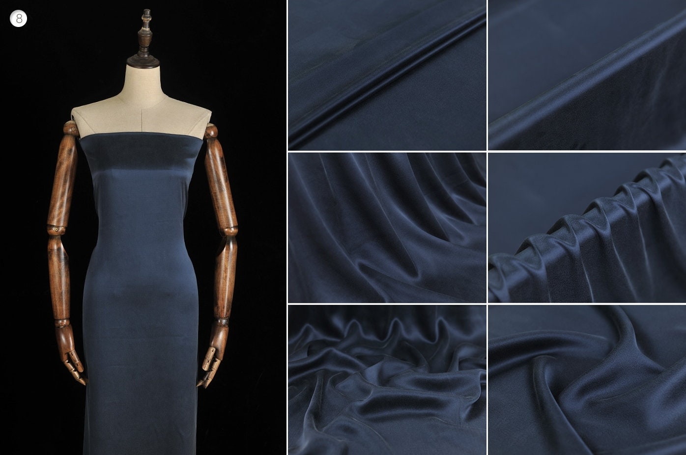30mm Stone-Wash Pure Silk Satin 9 Colors Fabric By the Yard