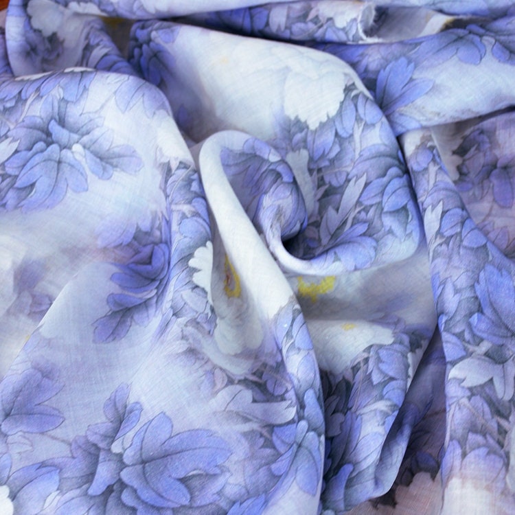 Peony Floral Print Ramie Fabric By the Yard