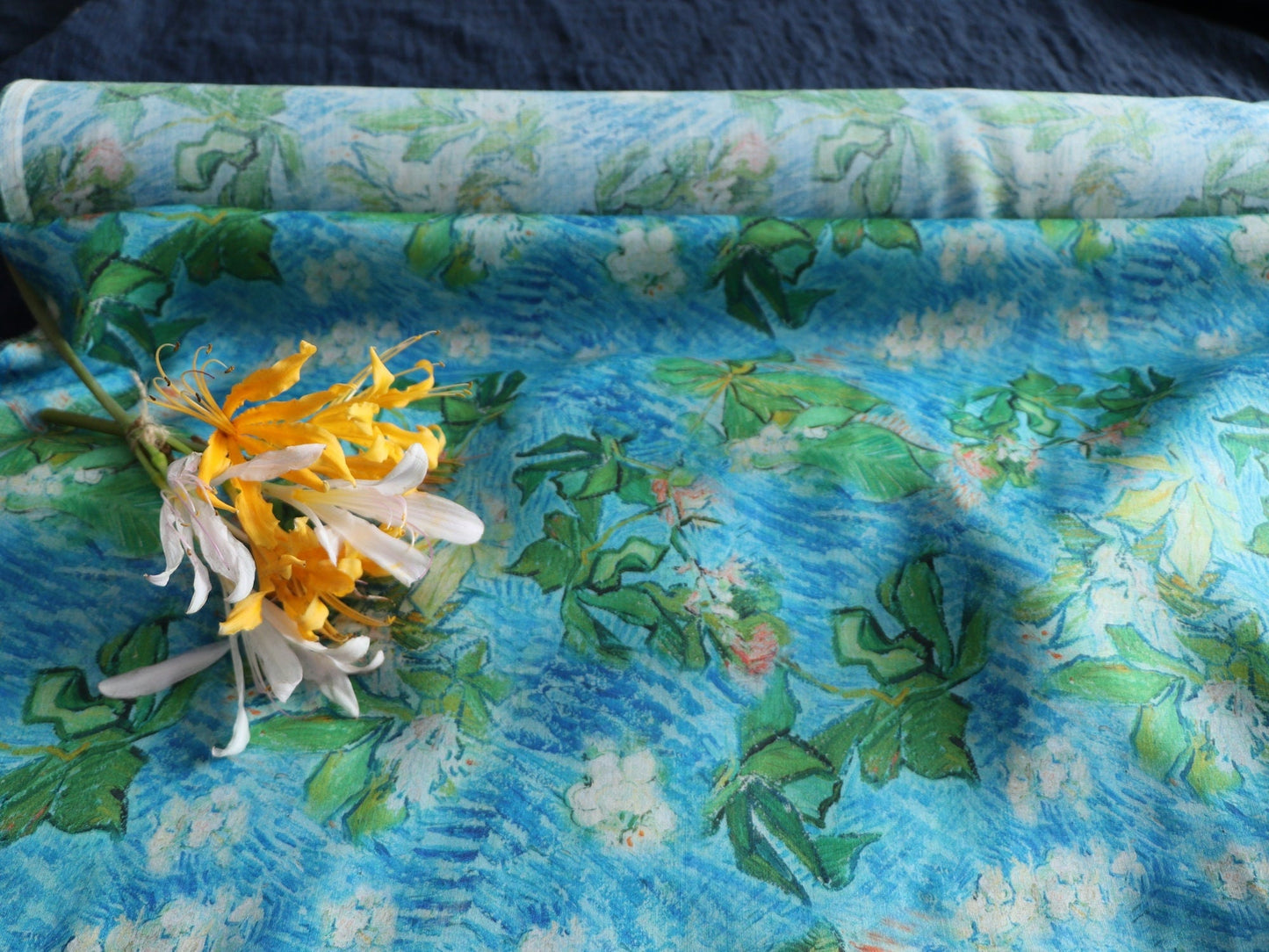 BAISE - Floral Print Ramie Fabric-By the Yard