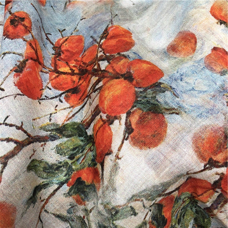 LANGMANSHAJI - Fruits Print Ramie Fabric-By the Yard