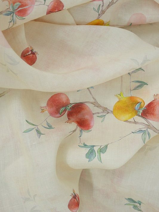 SHILIU Flower Print Ramie Fabric By the Yard