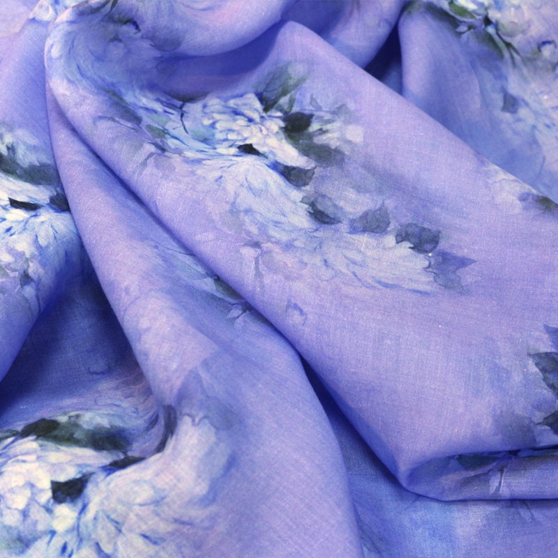 Peony Floral Print Ramie Fabric By the Yard