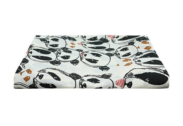 Panda Print Stretch Silk Satin Fabric By the Yard