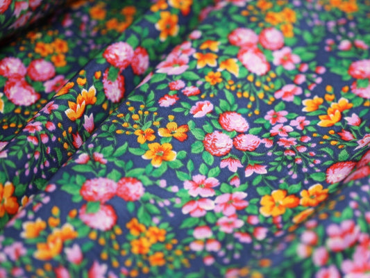 FANHUA - 16 momme Floral Print Silk Crepe de Chine Fabric - 114cm wide by the Yard