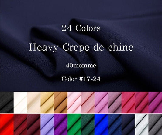 40momme 24 Colors Heavy Silk Crepe de Chine Fabric - 140cm wide by the Yard