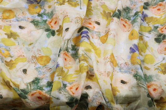 Sweet Dreams Vintage Style Floral Printed Ramie fabric for Summer Dresses By the Yard