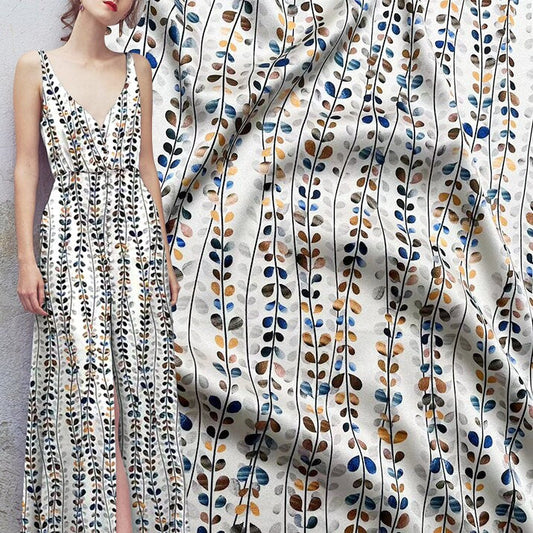 LIUSHUYE - 19 momme Digital Print Stretch Silk Satin Fabric - 140cm wide by the Yard