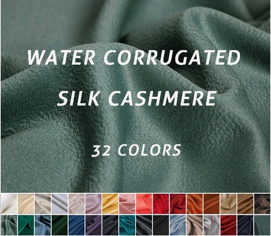 32 Colors Double Faced Water Corrugated Silk Cashmere Wool Fabric - 150cm wide by the Yard