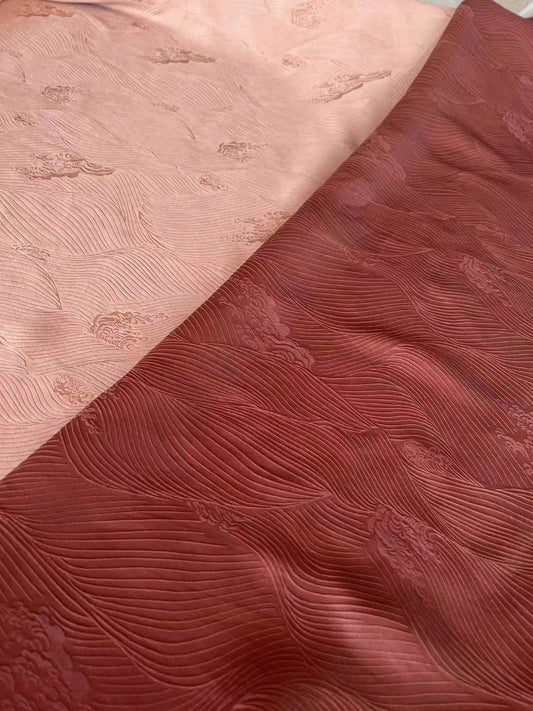 HAILANG - Jacquard Plant Dye Gambiered Canton Silk Blended Fabric-By the Yard
