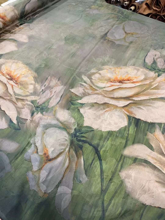 BAIMEIGUI - Handmade 40 Momme Jacquard Mud Silk Satin Fabric - 140cm wide by the Yard
