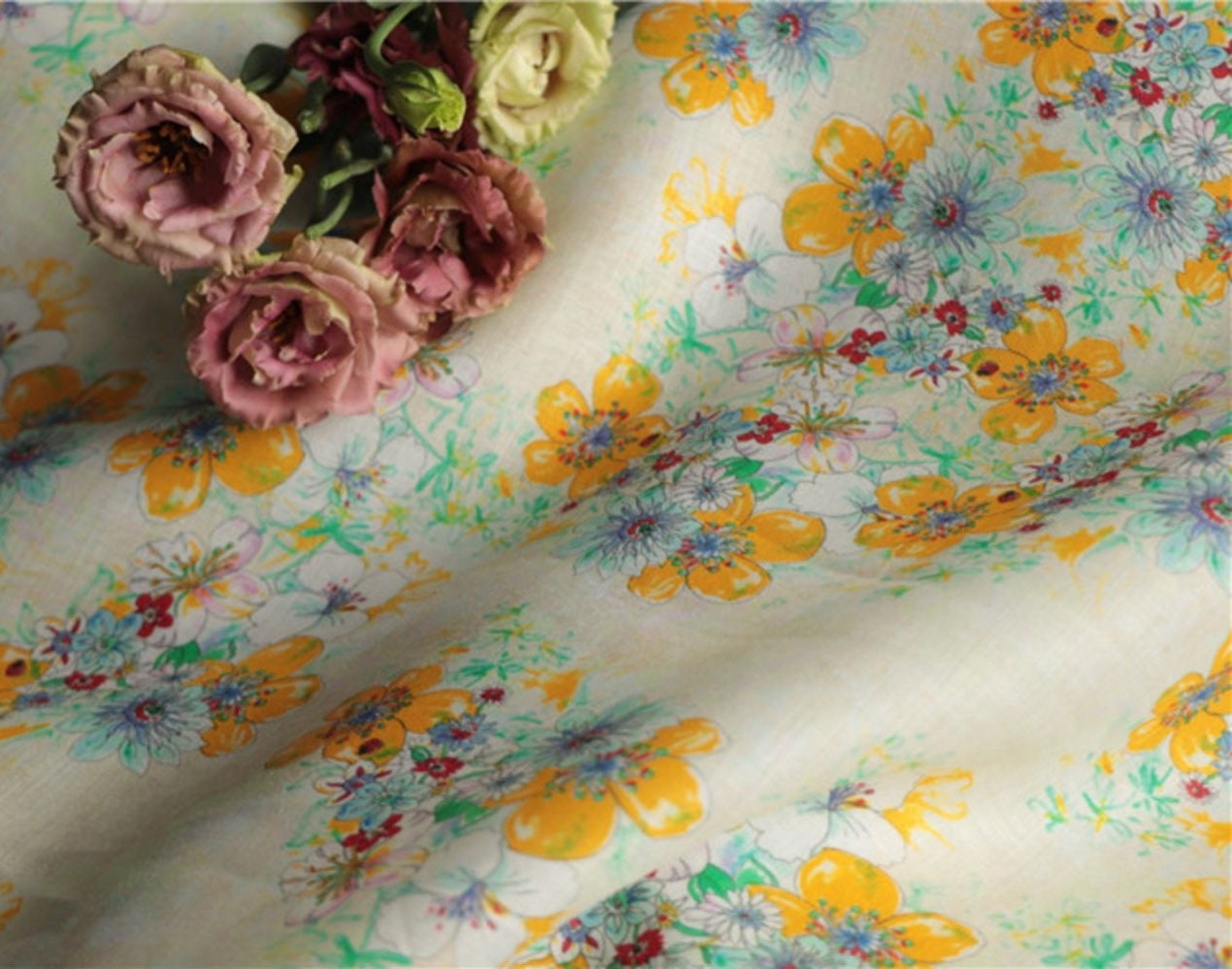 HUANGCAIRUI - Digital Print Ramie Fabric-By the Yard