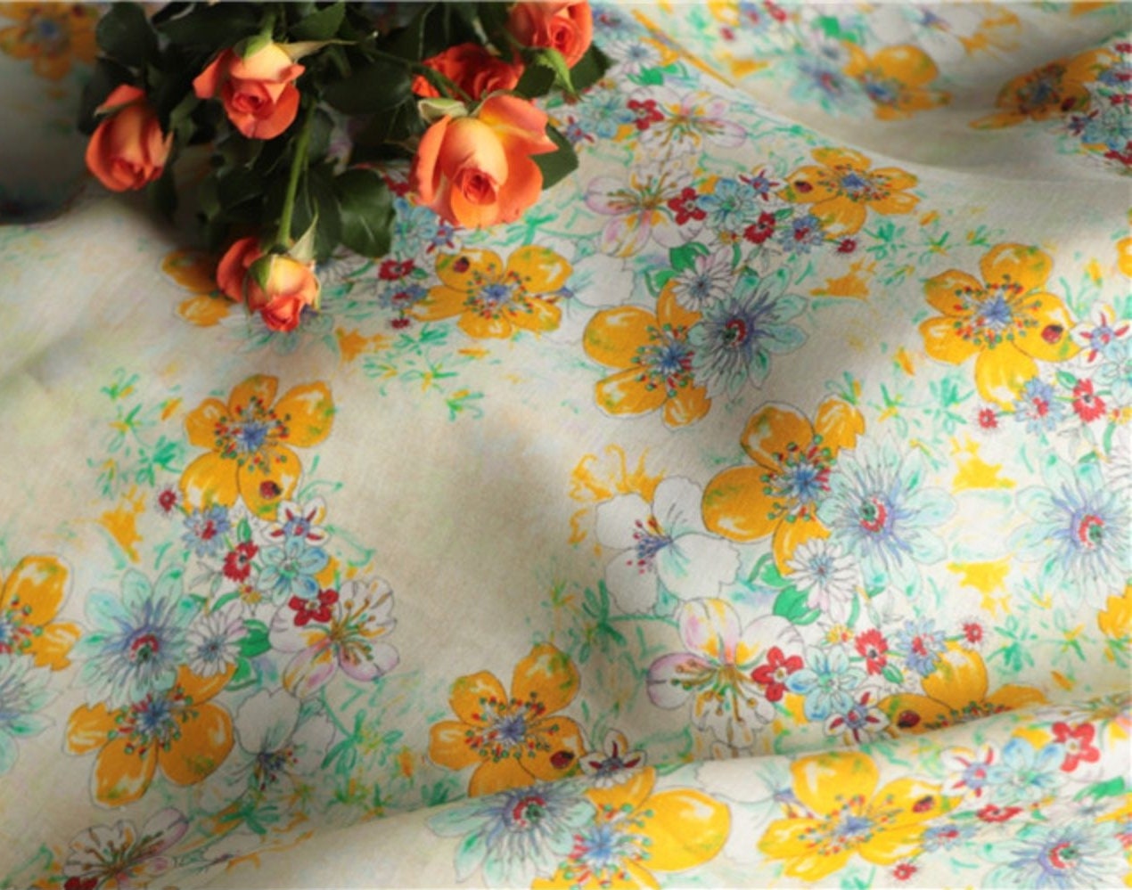 HUANGCAIRUI - Digital Print Ramie Fabric-By the Yard