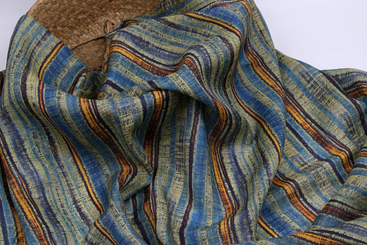 MINZUFENG - Striped Print Ramie Fabric By the Yard