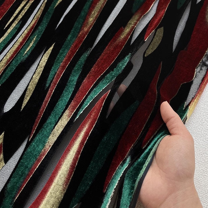 CAITIAOWEN - Burnout Silk Velvet Fabric - 114cm wide by the Yard