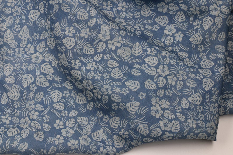 QINGHUACI - Flowers Print Ramie Fabric - 140cm wide by the Yard