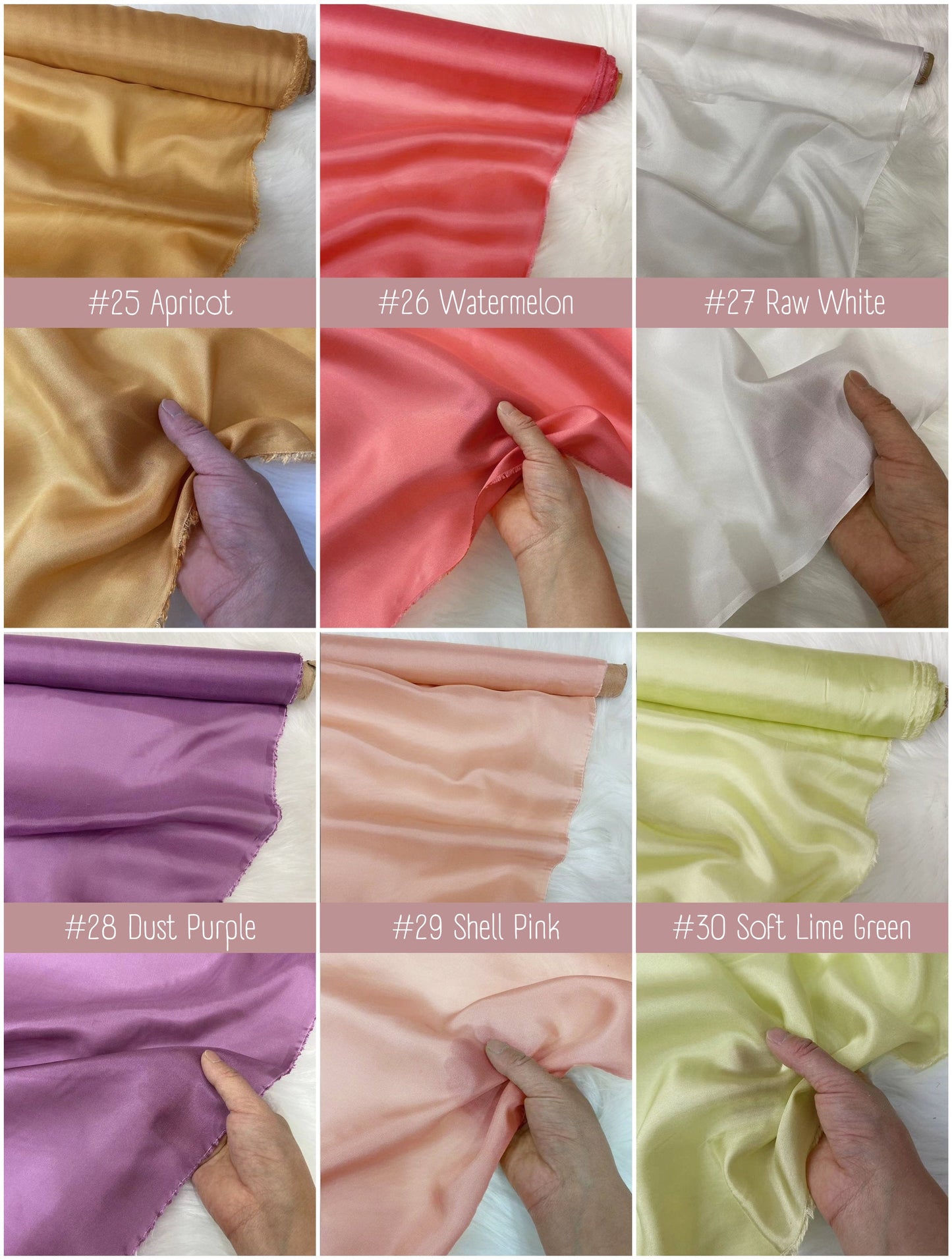 40 Solid Colors - 8 Momme Habotai Silk Fabric for Prom Dresses - 114cm wide by the Yard
