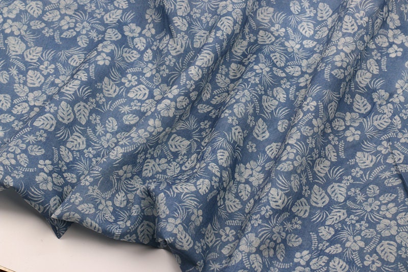 QINGHUACI - Flowers Print Ramie Fabric - 140cm wide by the Yard