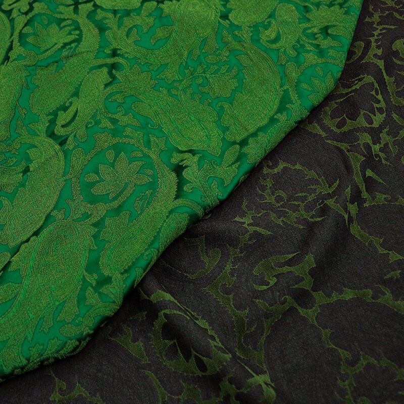 YAOIAN - 26 Momme Jacquard Handmade Mud Silk Fabric - 135cm wide by the Yard