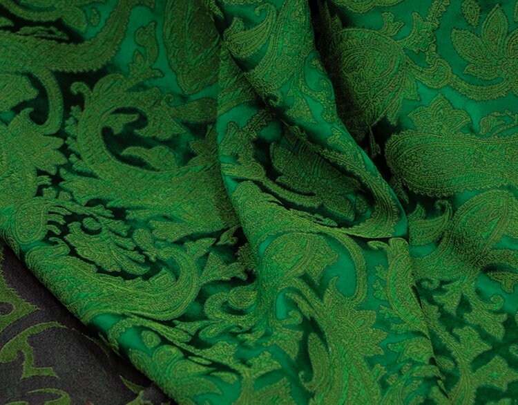 YAOIAN - 26 Momme Jacquard Handmade Mud Silk Fabric - 135cm wide by the Yard