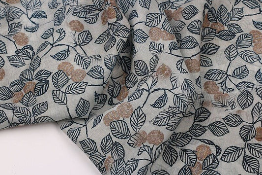 SHUIMOYE - Flowers Print Ramie Fabric - 140cm wide by the Yard
