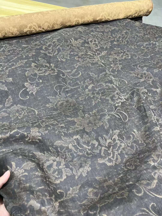 YUNMUDAN - 40 Momme Handmade Mud Silk Plant Dye Jacquard Silk Fabric - 110cm wide by the Yard