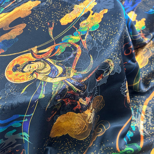DHFT- Handmade 40 Momme Mud Silk Satin Fabric By the Yard